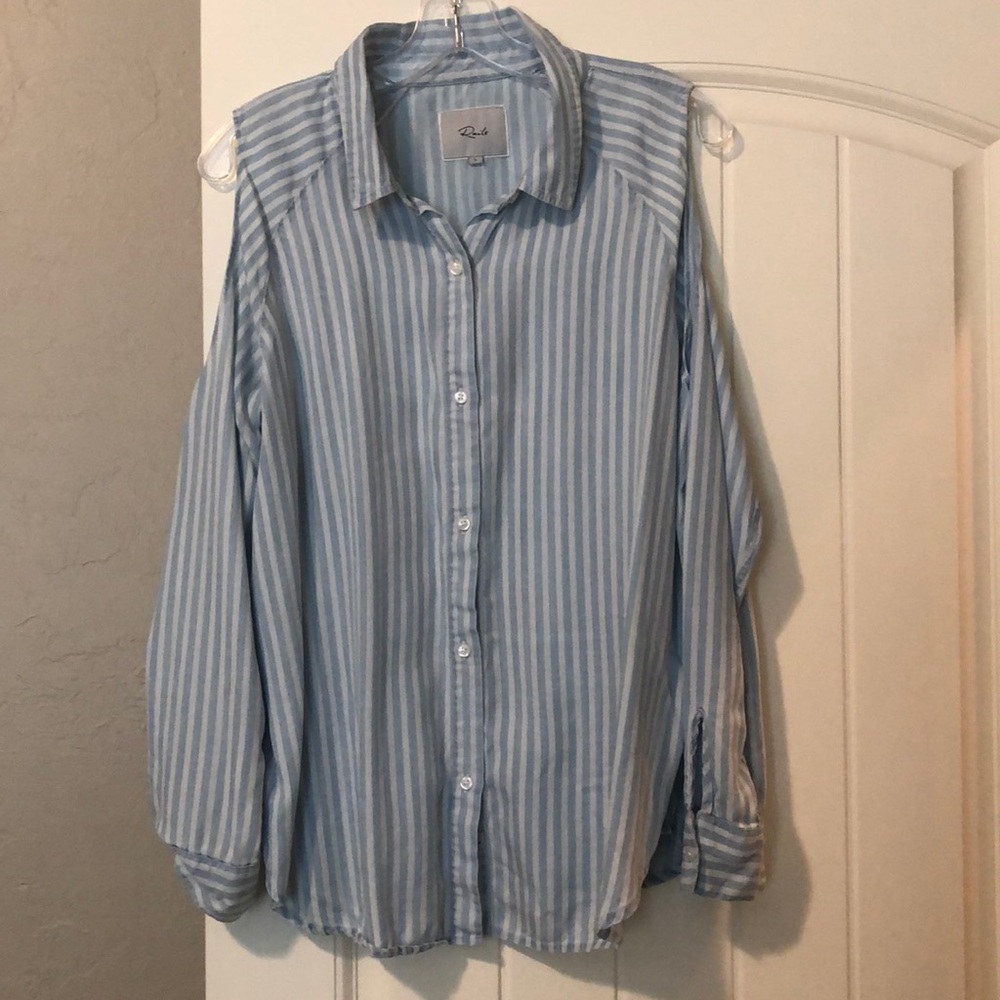 Rails cold shoulder Denim/white stripe Top